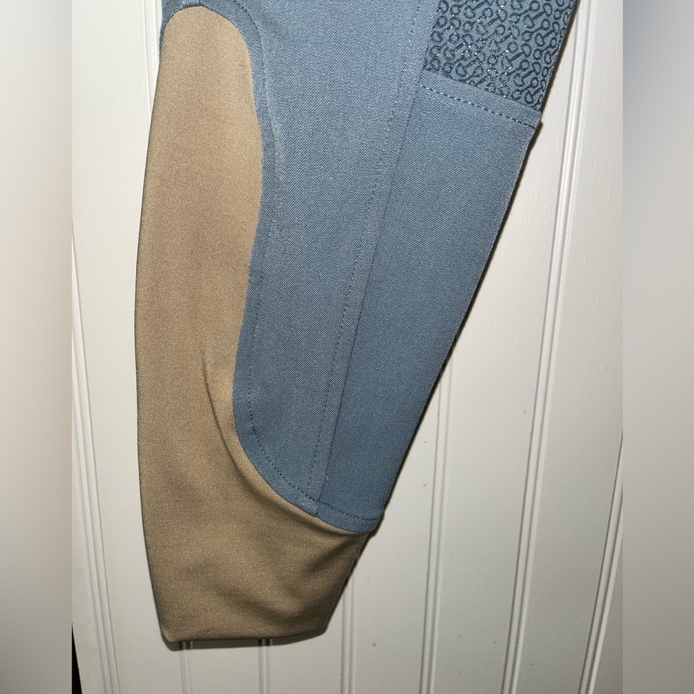Dover Saddlery Gray, Blue and Brown Women's Riding Pants Breeches - Picture 4 of 14